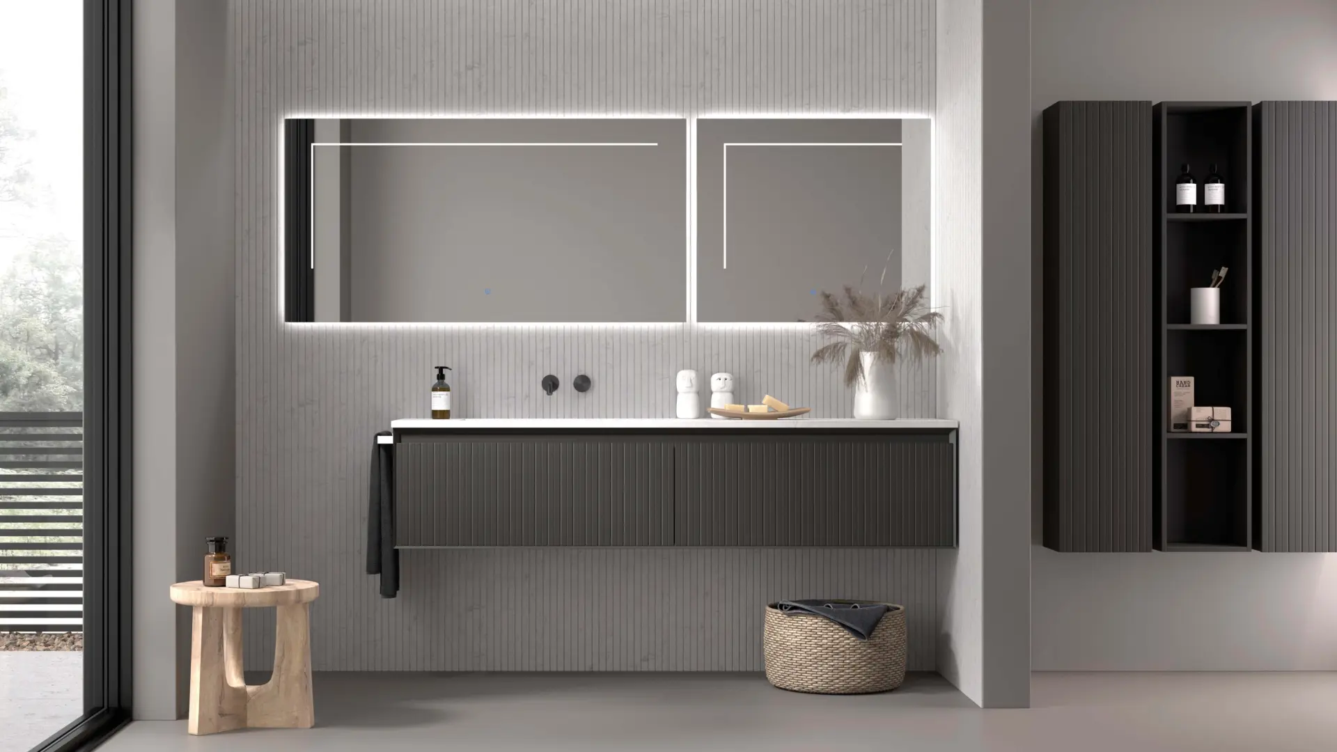 Mueble de baño Avila Dos modelo Novus color gris oscuro